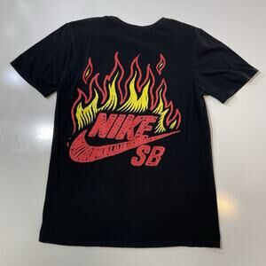 Nike SB T Shirt Men’s Small Black W/ Flame Logo Short Sleeve Skateboarding